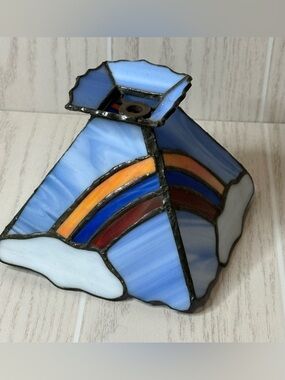 VTG ~ Tiffany Style Stained Glass Lamp Shade Rainbow